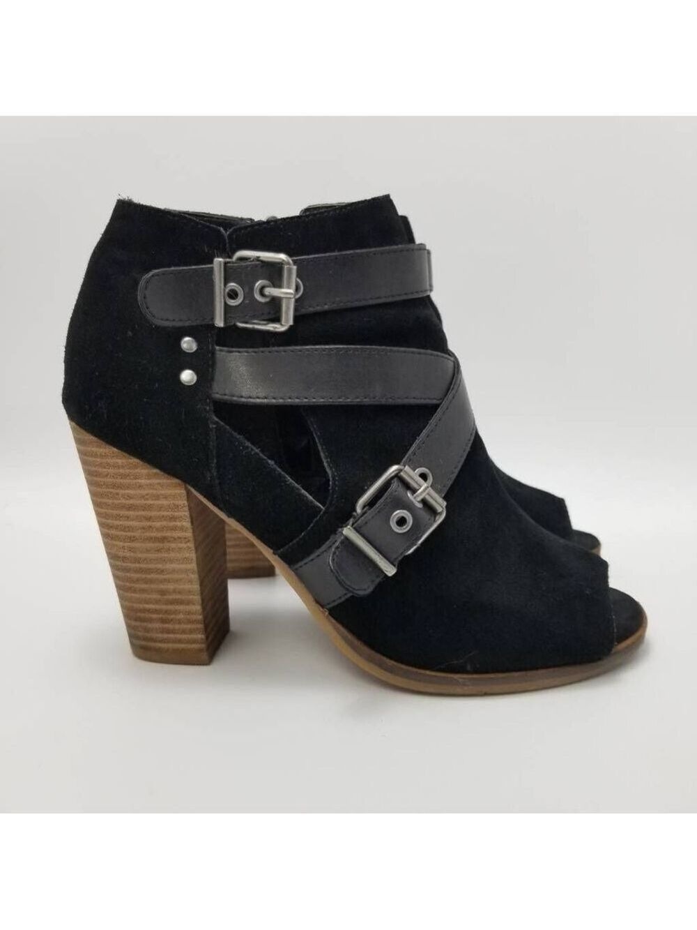 Dolce Vita Womens Ankle Boots Booties Black Brown Buckle Block Heel Zip Straps 9